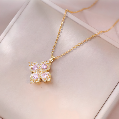 Luxury Spinning Zircon Flower Necklace