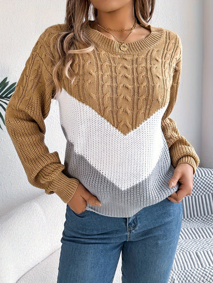 Blythe™ | Color-Block Round Neck Sweater