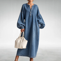 Danna™ | Denim Puff-Sleeve Maxi Dress