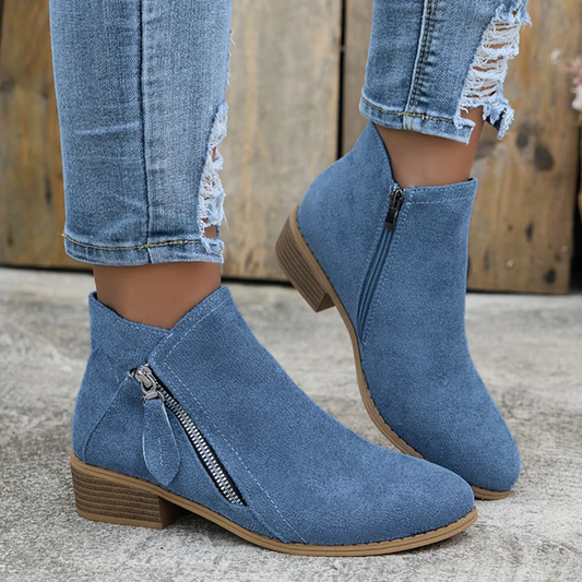 Ashley™ | Comfortable Block Heel Ankle Boots with Side Zips