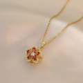 Luxury Spinning Zircon Flower Necklace