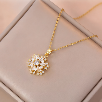 Luxury Spinning Zircon Flower Necklace
