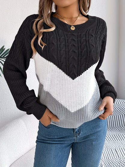 Blythe™ | Color-Block Round Neck Sweater