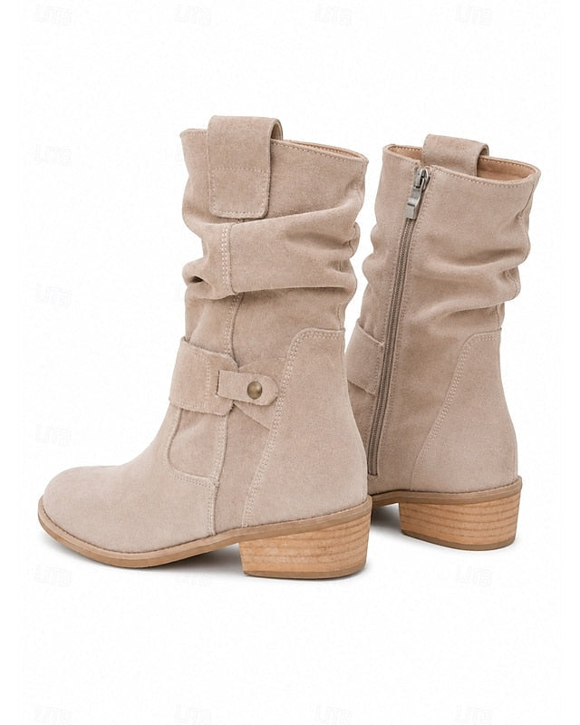 Claire™ | Slouchy Block-Heel Ankle Boots