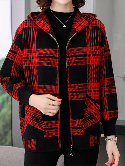 Delaney™ | Checked Hooded Zip-Up Jacket