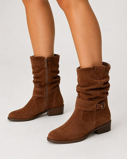 Claire™ | Slouchy Block-Heel Ankle Boots