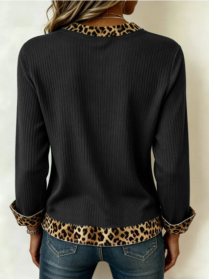 Vivienne™ | Animal-Trim V-Neck Top