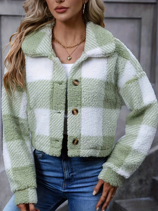 Marnie™ | Cozy Cropped Plaid Jacket
