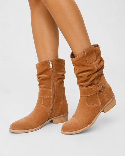 Claire™ | Slouchy Block-Heel Ankle Boots