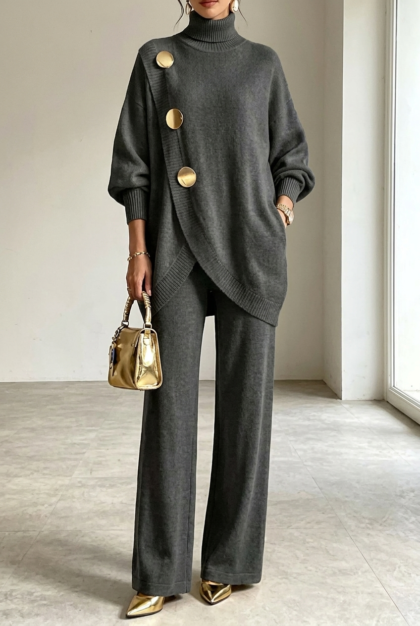 Mackenzie | Knit Turtleneck Two-Piece Set