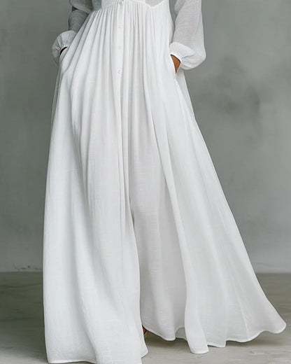 Celine | Flowing Button-Front Maxi Dress