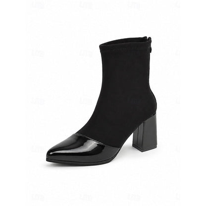 Lucia™ | Sleek Cap-Toe Chunky Heel Ankle Boots