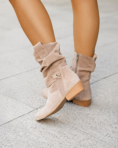 Claire™ | Slouchy Block-Heel Ankle Boots