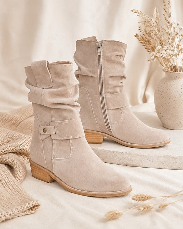 Claire™ | Slouchy Block-Heel Ankle Boots