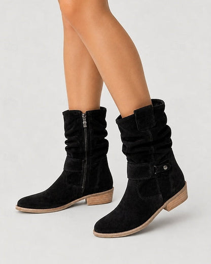 Claire™ | Slouchy Block-Heel Ankle Boots